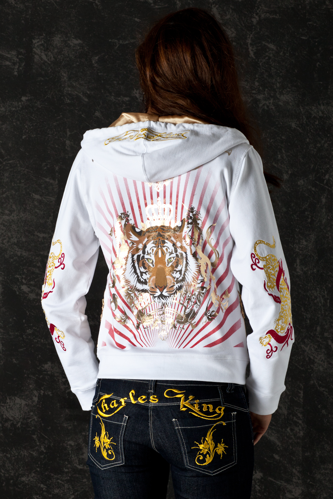 Hoodie Tiger Head, back view